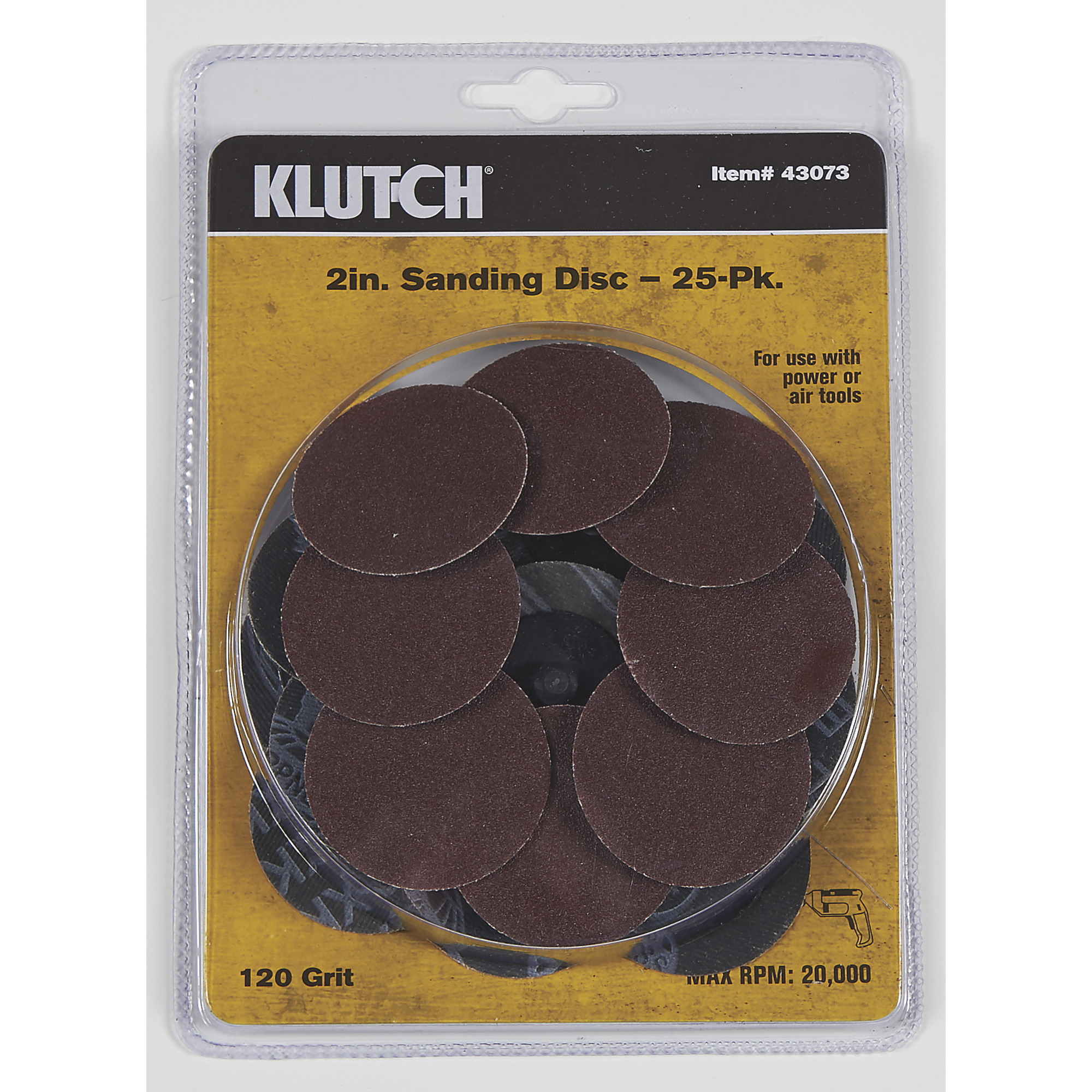 Klutch 2in. 120 Grit Sand Paper Disks with Rolok Quick Connect— 25Pack
